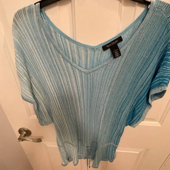 White House Black Market Light Blue Knit Top - Picture 10 of 10